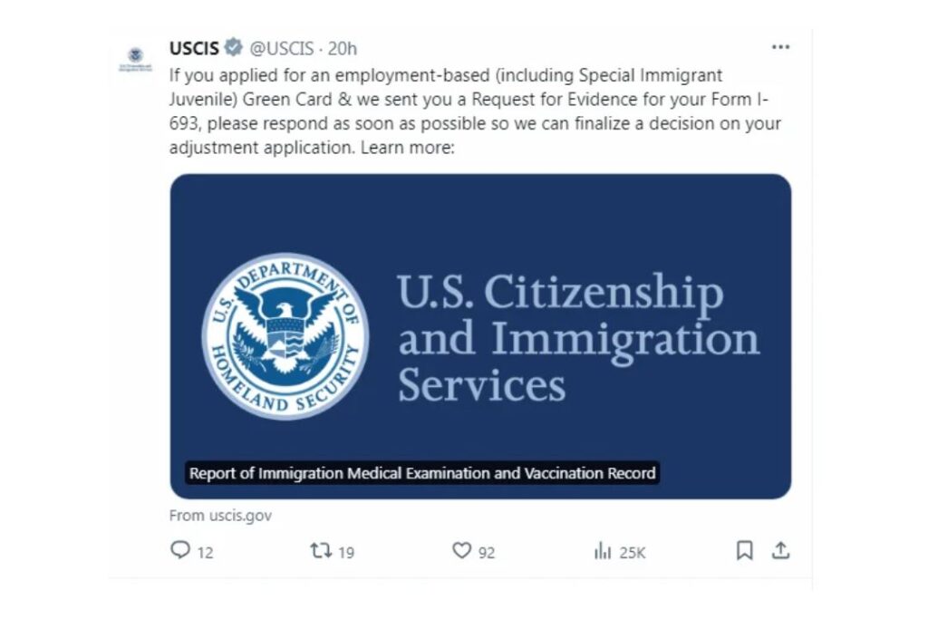 receive RFE for employment based green card