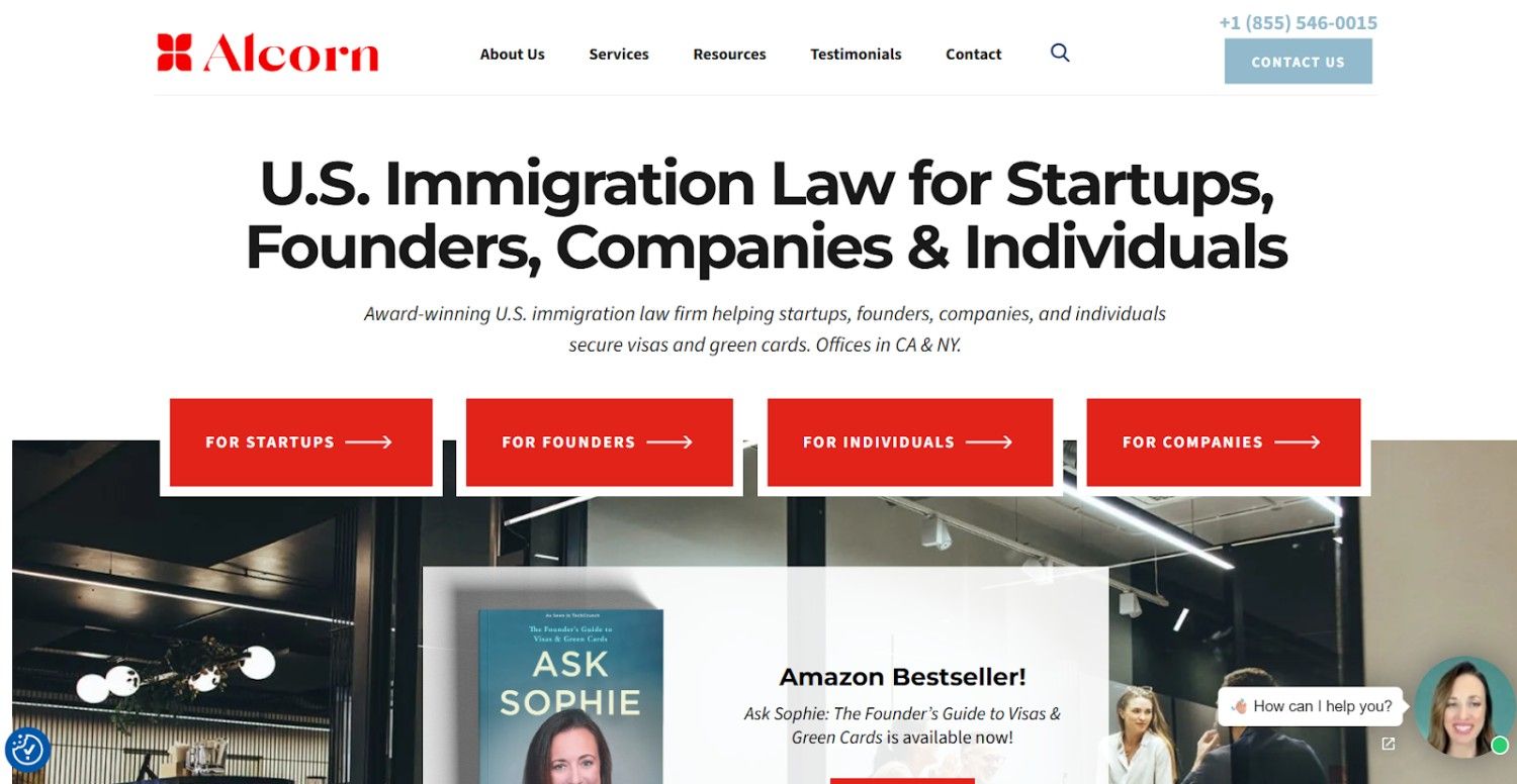 Alcorn Immigration Law O1 visa services for tech professionals and startup founders
