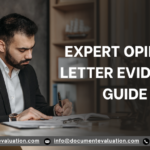 Professional businessman reviewing documents for an Expert Opinion Letter Evidence Guide related to USCIS immigration approvals.