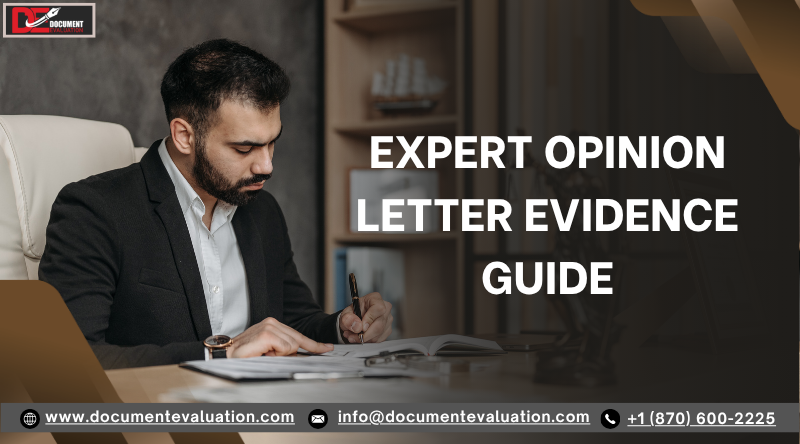 Professional businessman reviewing documents for an Expert Opinion Letter Evidence Guide related to USCIS immigration approvals.