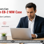 Entrepreneur working on an EB-2 NIW petition with expert opinion letters to demonstrate business growth, innovation, and national interest for USCIS approval.