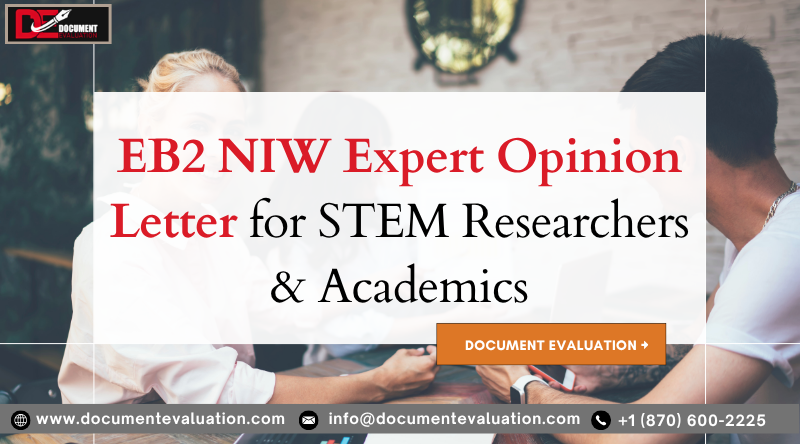 EB2 NIW expert opinion letter for STEM researchers and academics preparing a USCIS green card petition
