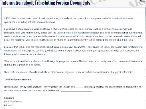 USCIS guidance on translating foreign documents for immigration, visa, and naturalization applications